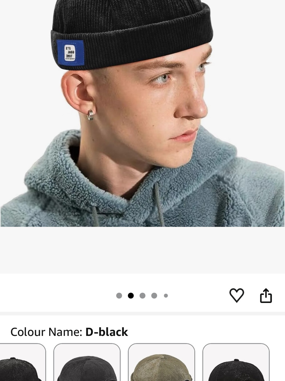 Corduroy Beanie Hats - Black & Blue - Unisex